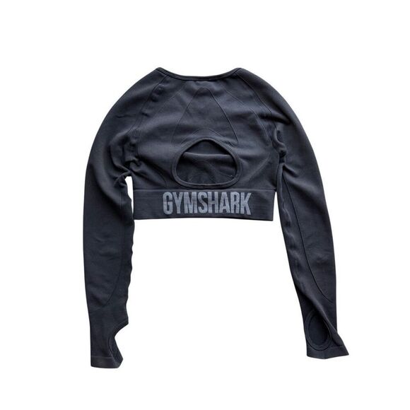 GYMSHARK Flex Sports Long Sleeve Crop Top In Black Size S - Picture 7 of 12
